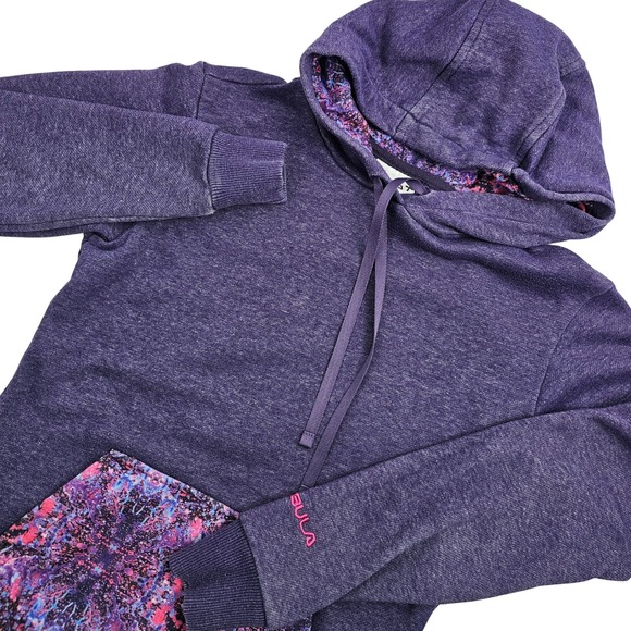 Bula Tops - Bula Womens XS Hoodie Purple Active Pullover Sweatshirt "Trippy" Hood Pocket